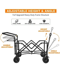 Mountaintop Collapsible Wagon 140L with Removable Canopy, All-Terrain Wheels and Brake, Foldable Cart with Cooler Bag, Suitable for Camping.