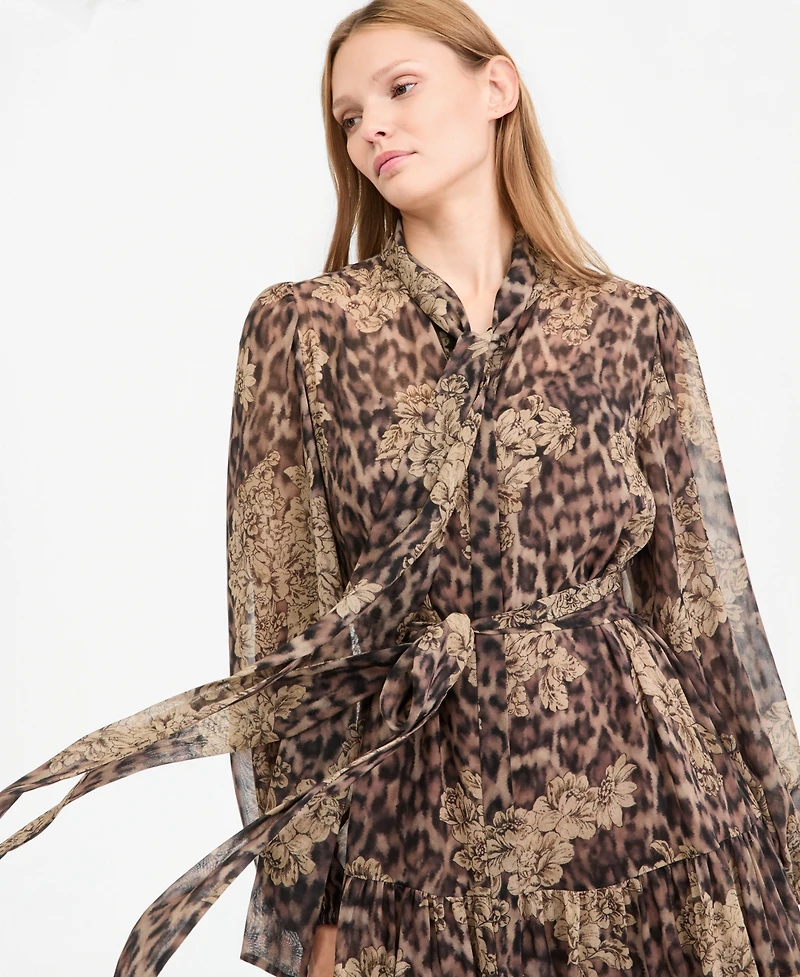 Kobi Halperin Women's Ariana Long-Sleeve Tiered Midi Chiffon Dress