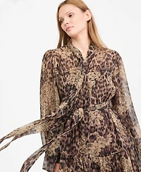 Kobi Halperin Women's Ariana Long-Sleeve Tiered Midi Chiffon Dress