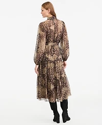 Kobi Halperin Women's Ariana Long-Sleeve Tiered Midi Chiffon Dress