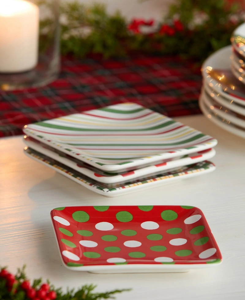 Certified International Santa Delight Canape Plates, Set of 4