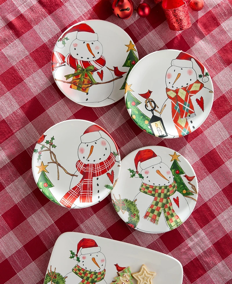 Certified International Snowman Delight Dessert Plates, Set of 4