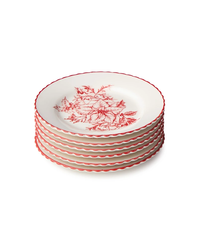 Certified International Crimson Noel Canape Plates, Set of 6