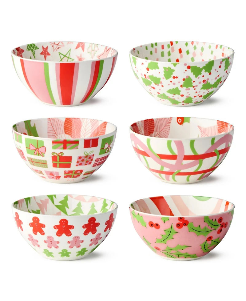Certified International Scarlet Ribbon All-Purpose Bowls, Set of 6
