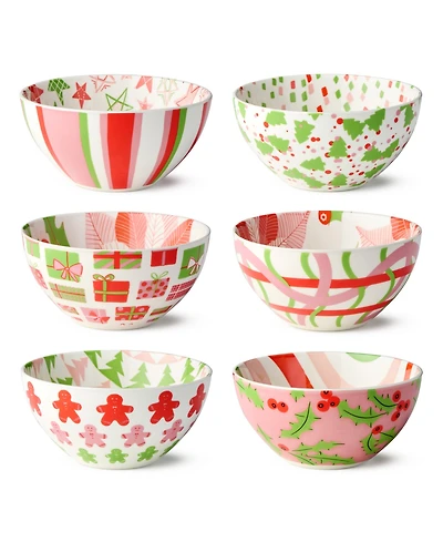 Certified International Scarlet Ribbon All-Purpose Bowls, Set of 6