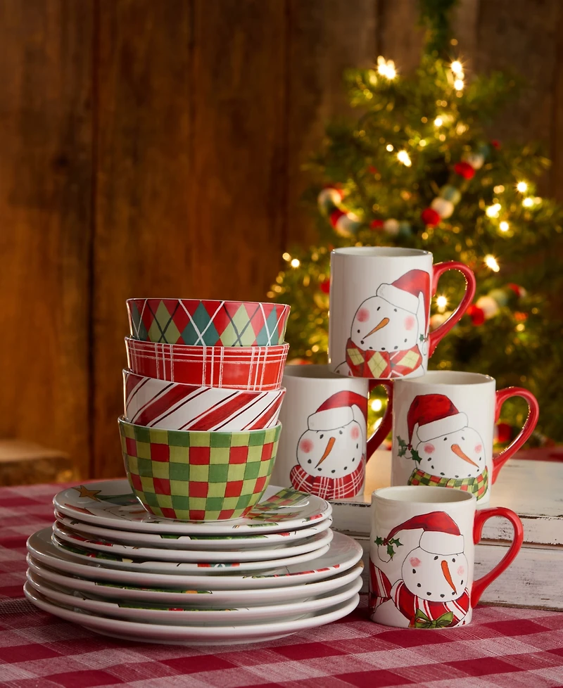 Certified International Snowman Delight 16-Piece Dinnerware Set, Service For 4