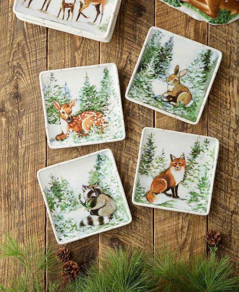 Certified International Winter Cabin Dessert Plates, Set of 4