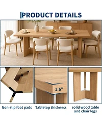 Gaomon 77" Rectangular Dining Table with Slab Panel Base, Seats 4-6