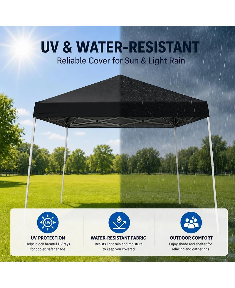 gaomon 10x10 ft Pop Up Canopy Tent with Slant Legs, Uv and Water-Resistant