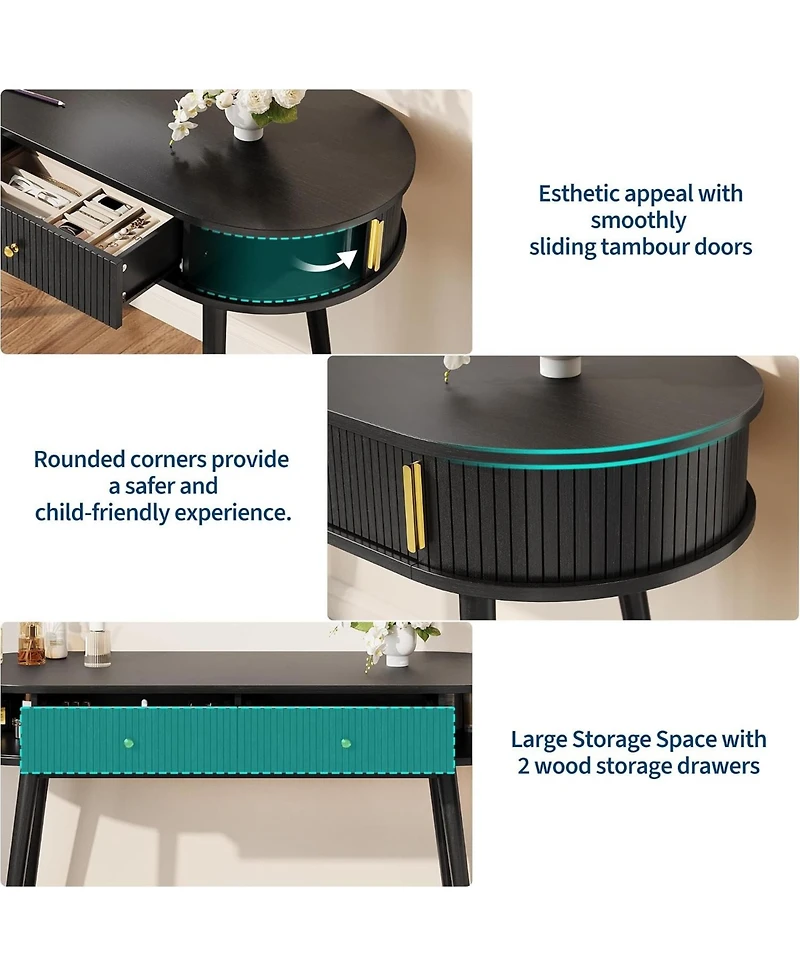 Gaomon 55-Inch Black Office Desk with 2 Drawers, Executive Computer Workstation for Home Office and Bedroom