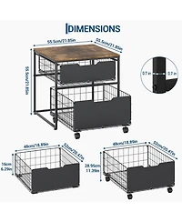 homfan 2-Tier Mobile Storage Cabinet with Metal Drawers and Wheels, 300 lbs Top