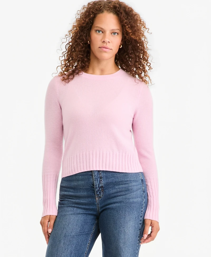 On 34th Women's Cashmere Crewneck Shrunken Pullover Sweater, Macy's Exclusive