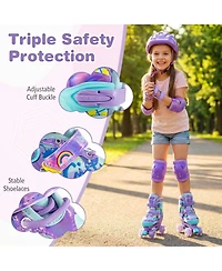 Hongge 4-Size Adjustable Light-Up Wheels Kids Roller Skates, Ages 7+
