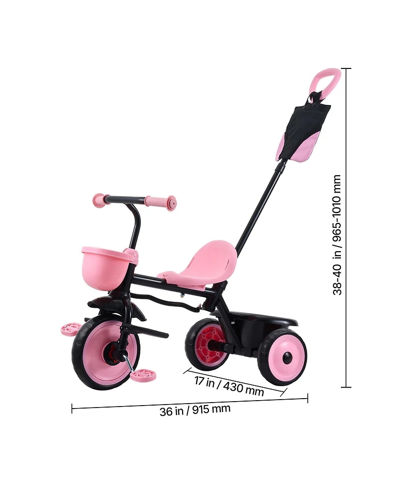 Hongge Toddler Tricycle and Stroller Combo with Parent Push Handle and Adjustable Seat Ages 18 Months to 5 Years