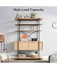 gaomon 5-Tier Industrial Bookshelf with Cabinet
