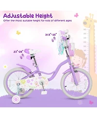 Hongge Adjustable 18-Inch Girls Bike with Front Storage Bag