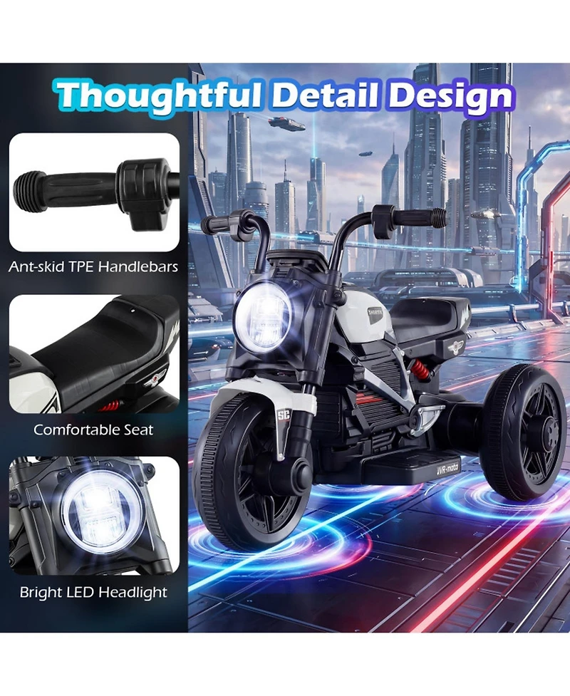 Hongge 6V Electric Motorcycle with Led Headlight and Music, 31" x 18.5" x 19.5", 66 lb. Capacity, Ages 3-5