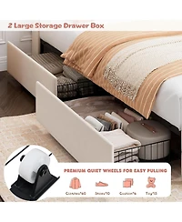 Gaomon Full Size Velvet Led Platform Bed with Storage Headboard