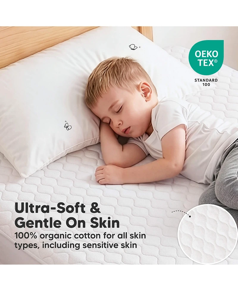 KeaBabies Protect Waterproof Mattress Protector Twin Size, Mavy Quilted Cotton Toddler Twin Mattress Protector Cover, 75x39