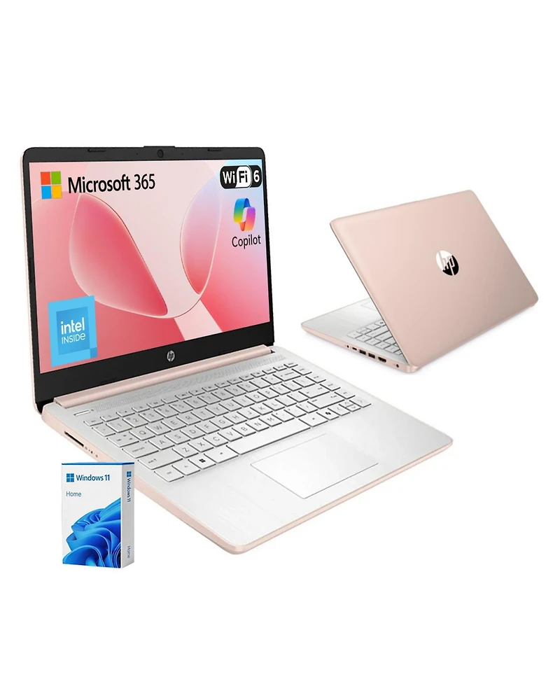 Hp Essential 14" Hd Laptop, Intel N-Series N150, Intel Graphics, 4GB Ram, 128GB eMMC, Wi-Fi 6, Windows 11 Home, Rose