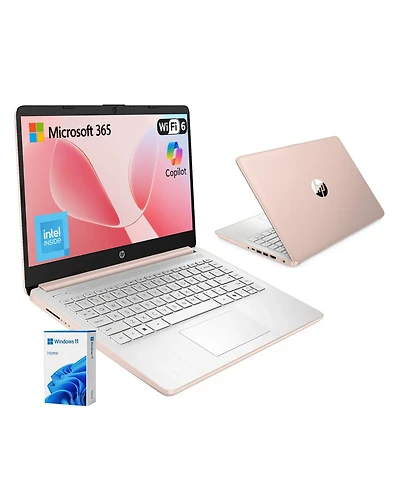 Hp Essential 14" Hd Laptop, Intel N-Series N150, Intel Graphics, 4GB Ram, 128GB eMMC, Wi-Fi 6, Windows 11 Home, Rose