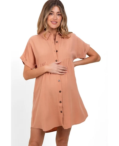 Pinkblush Women's Sand Dolman Sleeve Linen Shirt Dress