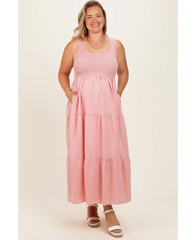 Pinkblush Maternity Tiered Smocked Square Neck Maxi Dress
