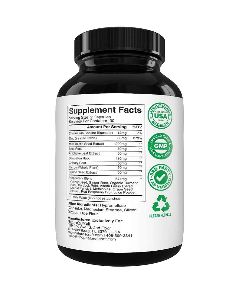 Liver Support Supplement, Support Gut Health, Nature's Craft, 60ct.