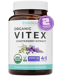 Pure Co Vitex Chasteberry Supplement for Women - High Strength Chaste Tree Berry Extract for Hormone Balance from Pms to Menopause