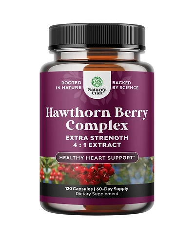 Extra Strength Hawthorn Berry Capsules - Antioxidant Supplement with Leaf & Flower Extract 4:1 for Healthy Heart & Digestion