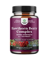 Extra Strength Hawthorn Berry Capsules - Antioxidant Supplement with Leaf & Flower Extract 4:1 for Healthy Heart & Digestion