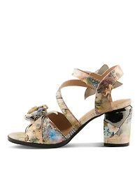 L'Artiste Women's Spring Step Flowerpower Strappy Sandal with Rosette Vamp