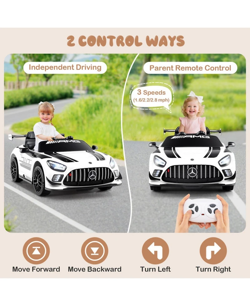 Hongge 12V Sports Car Remote Control with Adjustable Speed Ride-On, Ages 3-7