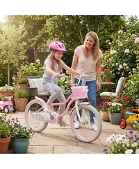 Hongge 20-Inch Mermaid Girls Bike with Dual Brakes and Front Basket, Ages 8+