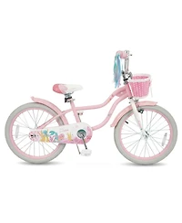 Hongge 20-Inch Mermaid Girls Bike with Dual Brakes and Front Basket, Ages 8+