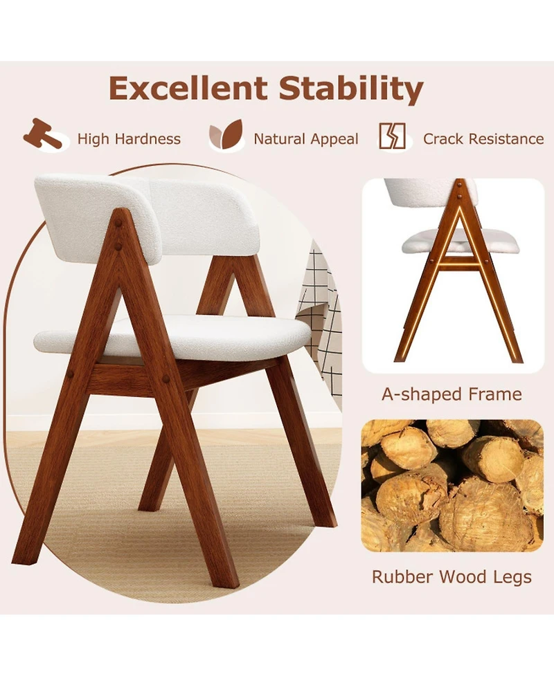 Sugift Mid-Century Sherpa Upholstered Dining Chairs Set of 4 with Open Back