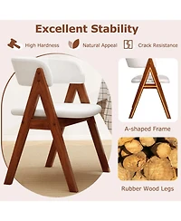 Sugift Mid-Century Sherpa Upholstered Dining Chairs Set of 4 with Open Back