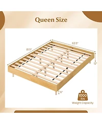 Sugift Floating Platform Bed Frame with Rgb Led Lights and Wood Slats