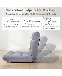 Sugift Foldable 14-Position Floor Chair with High-Density Sponge and Flannel Cover