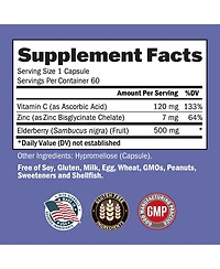 BioSchwartz Elderberry Capsules with Vitamin C and Zinc, 60 Capsules