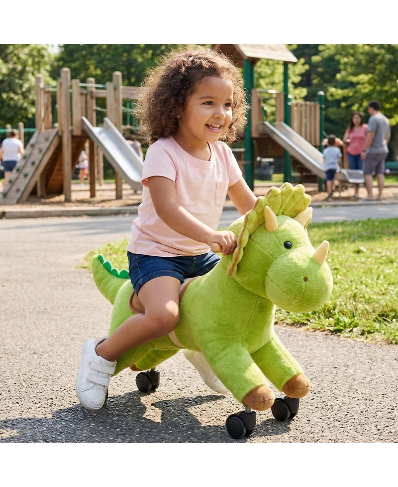 Hongge Kids Ride-On Dinosaur Toy with 360 Degree Caster Wheels, 88 lb Capacity, Ages 3+