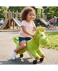 Hongge Kids Ride-On Dinosaur Toy with 360 Degree Caster Wheels, 88 lb Capacity, Ages 3+