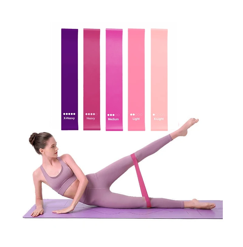 Sevorley 5-Piece Loop Resistance Bands Set with Carry Bag, Tpe Exercise Bands in 5 Levels for Yoga, Strength Training, Fitness and Rehab