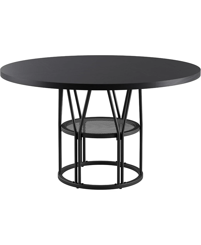 gaomonRound Dinning Table for 4-6, 47" Circle Kitchen with Storage Shelf and Sturdy Metal Frame, Modern Dinner Kitchen, Living Room