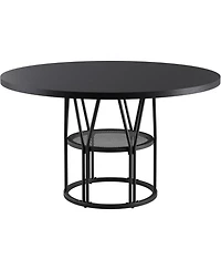 gaomonRound Dinning Table for 4-6, 47" Circle Kitchen with Storage Shelf and Sturdy Metal Frame, Modern Dinner Kitchen, Living Room