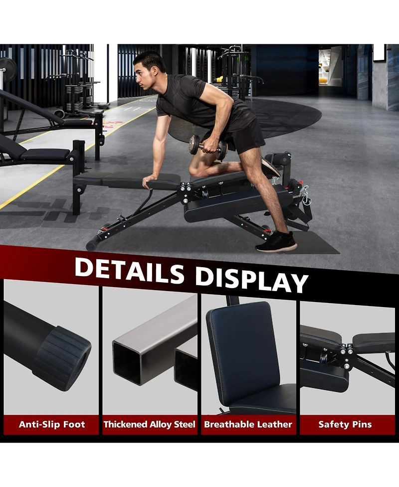 Sevorley Adjustable Foldable Weight Bench for Home Gym Workouts with Accessories and 660 lb Capacity