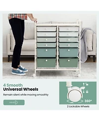Sugift 12-Drawer Rolling Storage Cart with Removable Drawers and Lockable Wheels