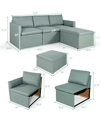 Sugift Convertible L-Shaped Sectional Sofa with Reversible Chaise and Ottoman