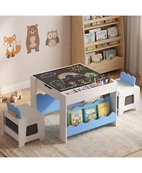 Sugift Multi-Purpose Kids Activity Table and 2-Chair Set with Double-Sided Tabletop