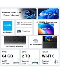 Lenovo ThinkPad T14 14" Fhd Plus Touch Business Ai Laptop, Intel Core Ultra 5 225U, Intel Graphics, 32GB DDR5, 2TB Ssd, Win11 Pro